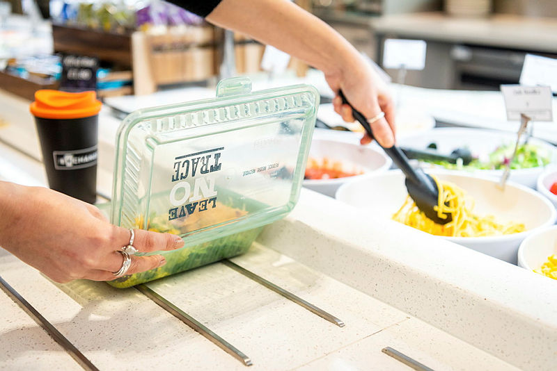 Filling up a reusable lunch box